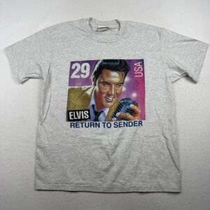 Vintage Elvis Presley Shirt Mens One Size Gray Return To Sender Graphic 90s